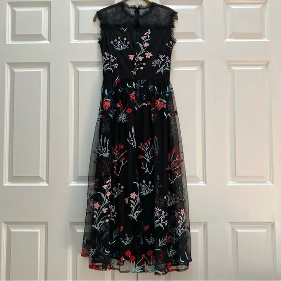 BHLDN Anthropologie Isabel Garcia "Vizelle Midi Dress" Floral Tulle Lace XS S - Picture 6 of 16